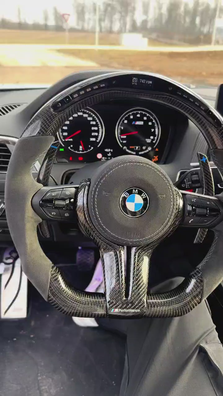 Sides Alcantara  and alcantara Airbag cover Carbon Fiber with Led  Steering Wheel For BMW F87,F10,F30,F20,F80 And F Series