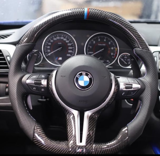 Fit For BMW M2 M3 M4 M5 F01 F07 F10 F12 F15 F16 F18 F20 F22 F82 F30 F32 F36 M Performance with Carbon Fiber Shift Paddle Steering Wheel